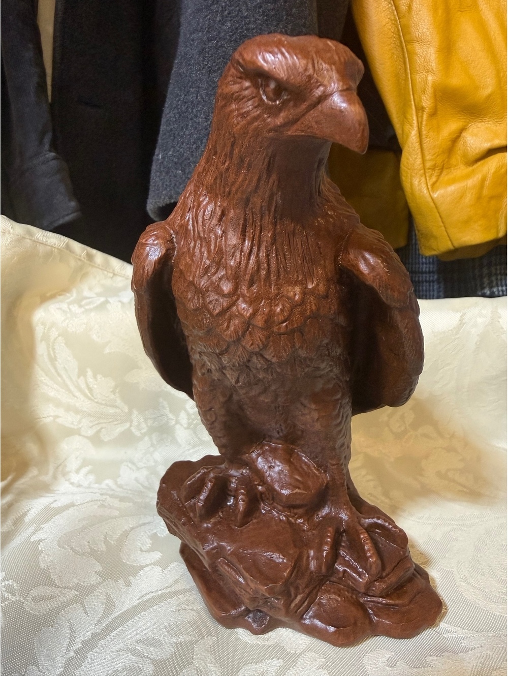 Vintage Red Mill Mfg Bald Eagle Statue 7.5" Crushed Pecan Resin Handcrafted USA